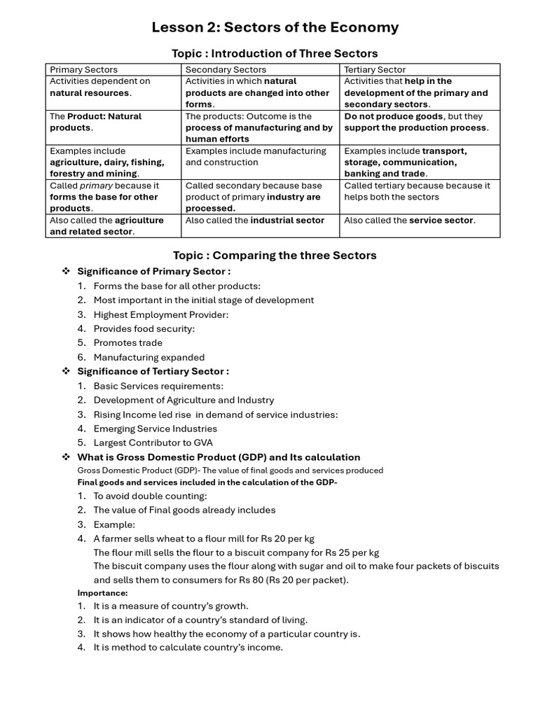Sectors of Economy | PDF | Gross Domestic Product | Employment