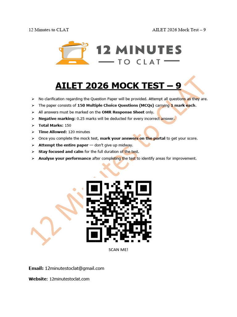 Ailet 2026 Mock Test - 9 | PDF | Subsidy | Slavery