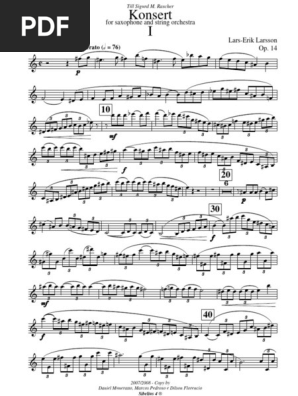 Lars-Erik Larsson Konsert för Saxofon Saxophone Concert Piece by Larsson | PDF | Jazz | European Musical