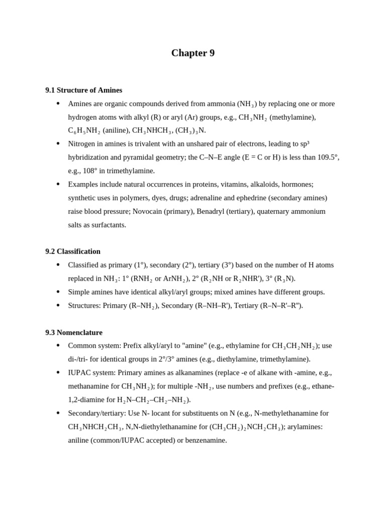 Cbse plus two Chemistry Chapter 9 important notes | PDF | Amine ...
