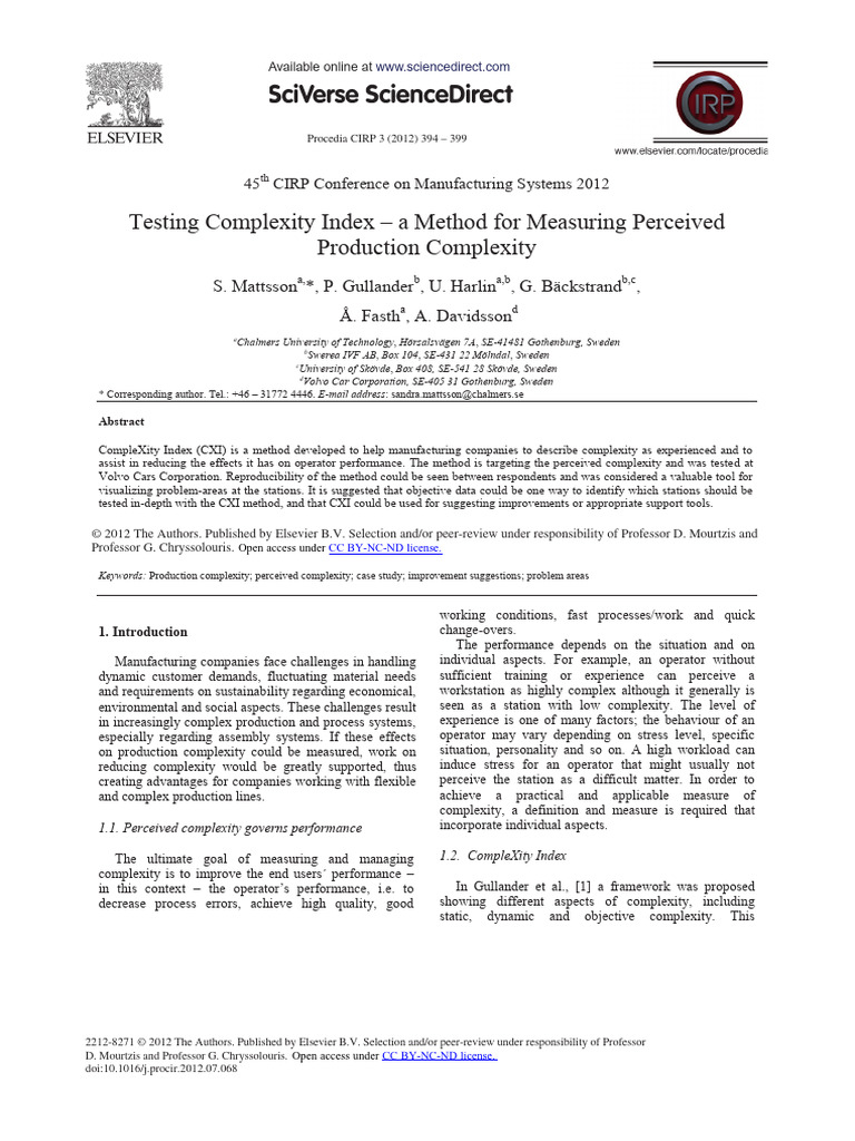 Measuring Perceived Production Complexity | PDF | Complexity | Information