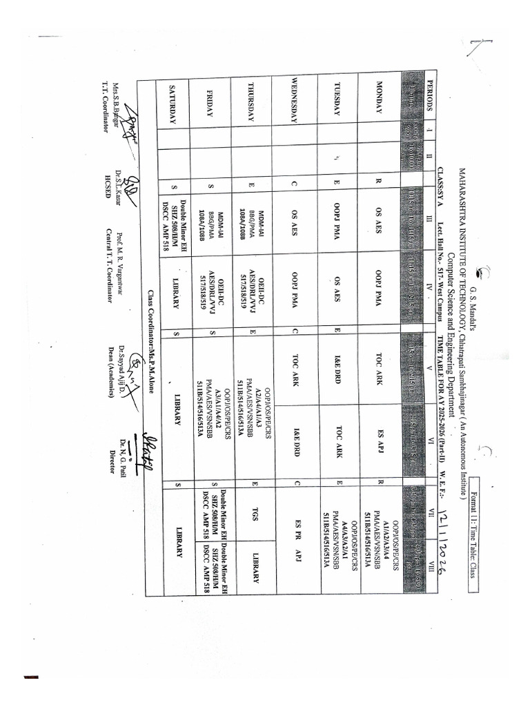 SY Time Table | PDF