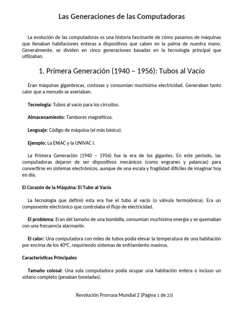 Evolución de las Generaciones de Computadoras | PDF | Microsoft Windows ...