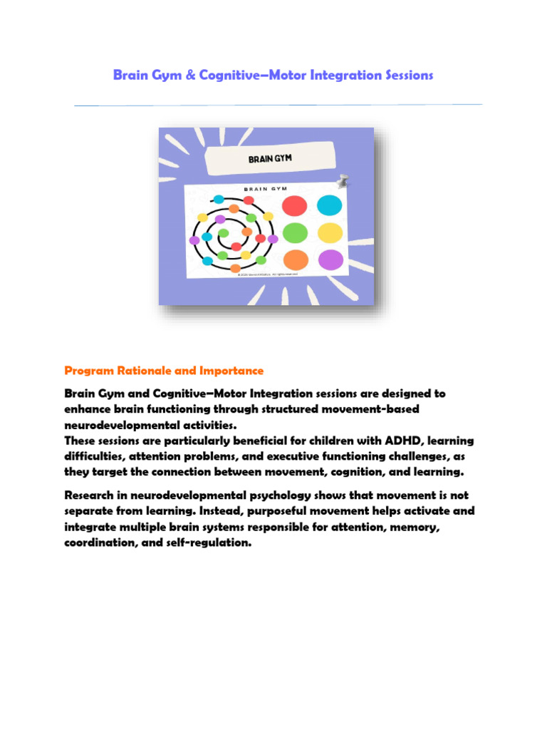 Brain Gym for ADHD & Learning Support | PDF | Attention | Brain