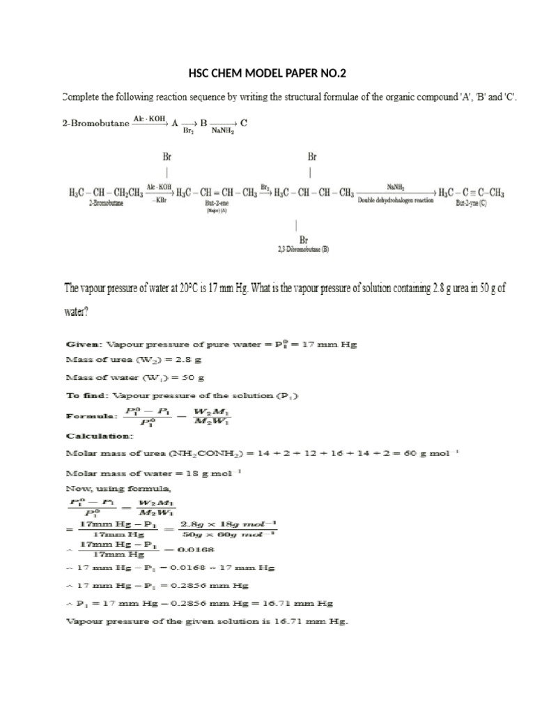 Hsc Chem Model Paper No.2 | PDF