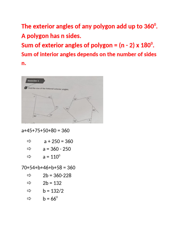 Polygon Angle Calculations Explained | PDF