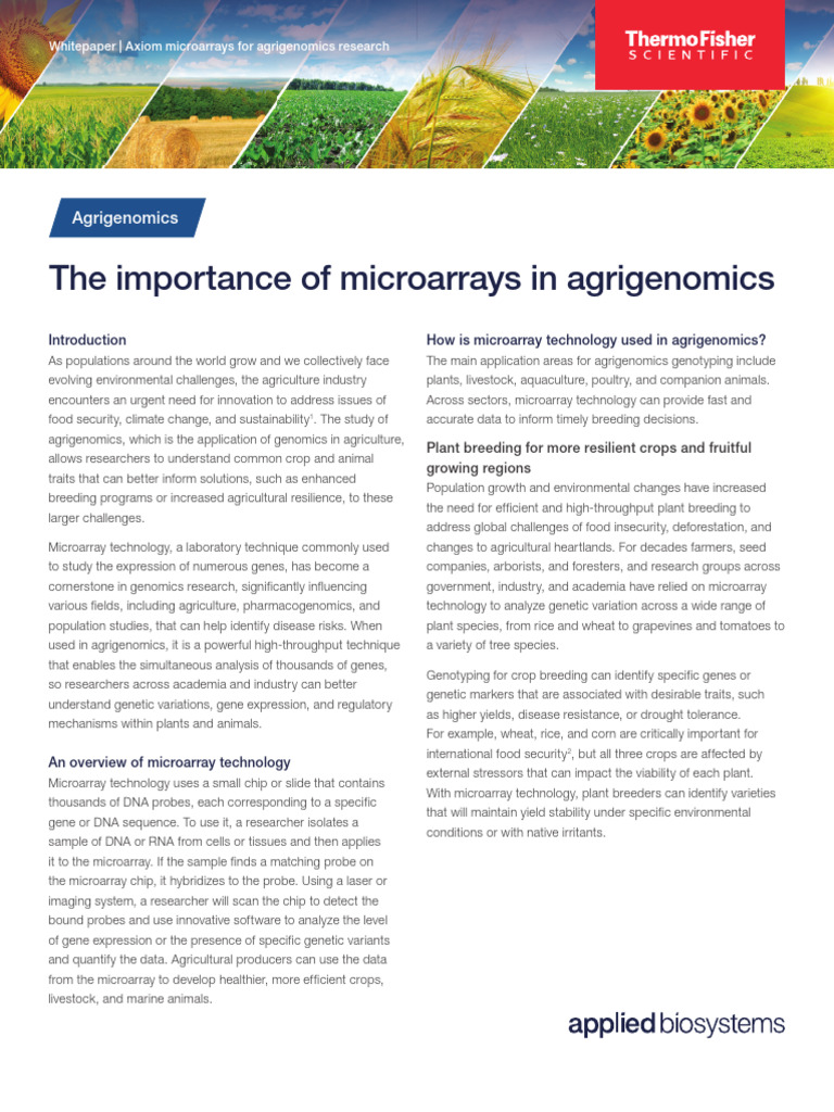 Whitepaper Microarrays in Agrigenomics WTP9533500 | PDF | Plant ...