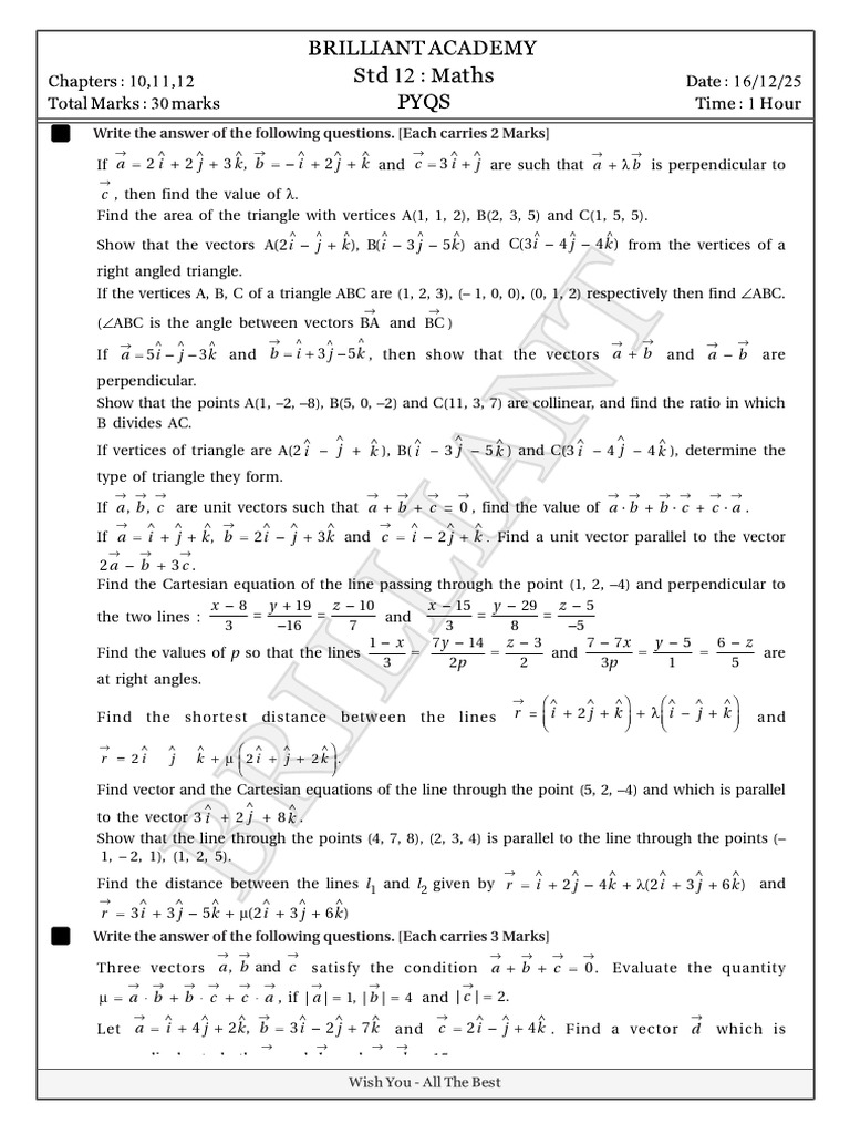 PYQS_D16-Dec-2025 | PDF | Line (Geometry) | Linear Algebra
