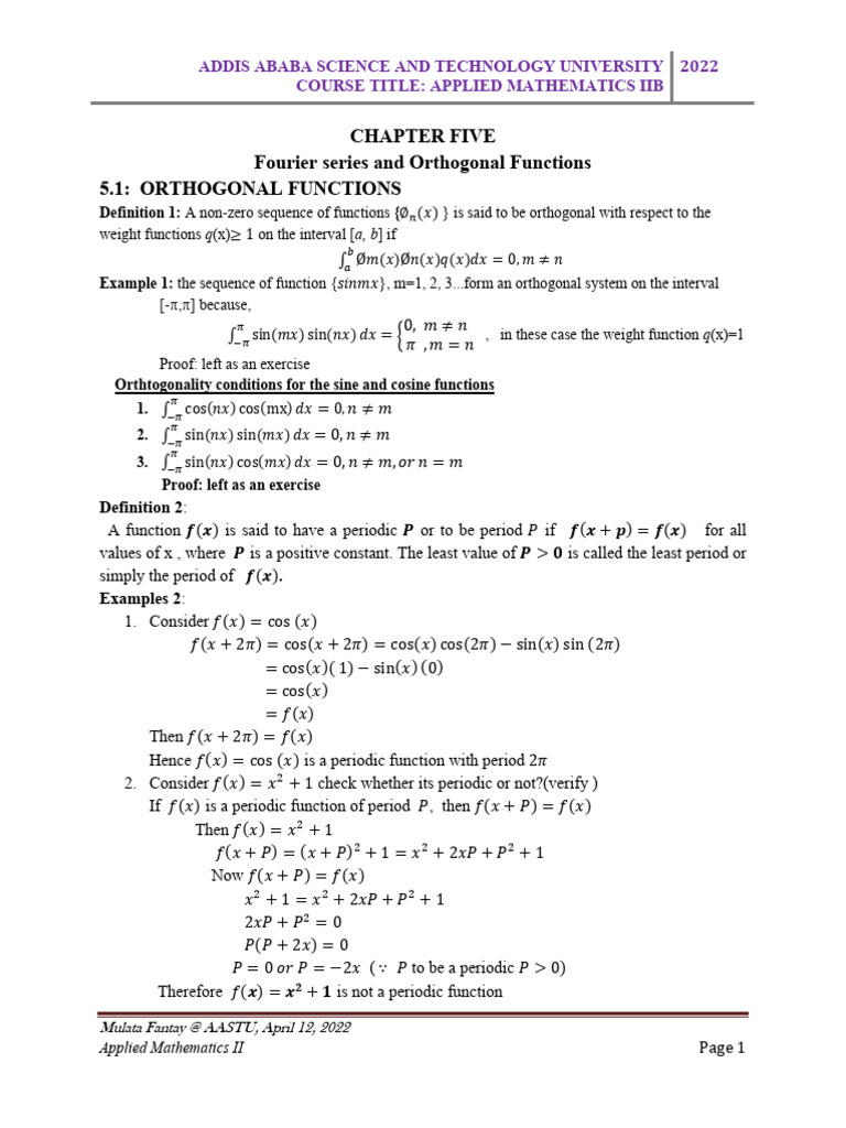 Fourier Series and Orthogonal Functions | PDF | Fourier Series ...