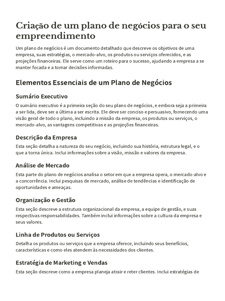 Como Criar um Plano de Negócios Eficaz | PDF | Marketing | Segmentação ...