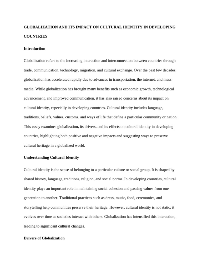 Globalization's Effect on Cultural Identity | PDF | Globalization ...