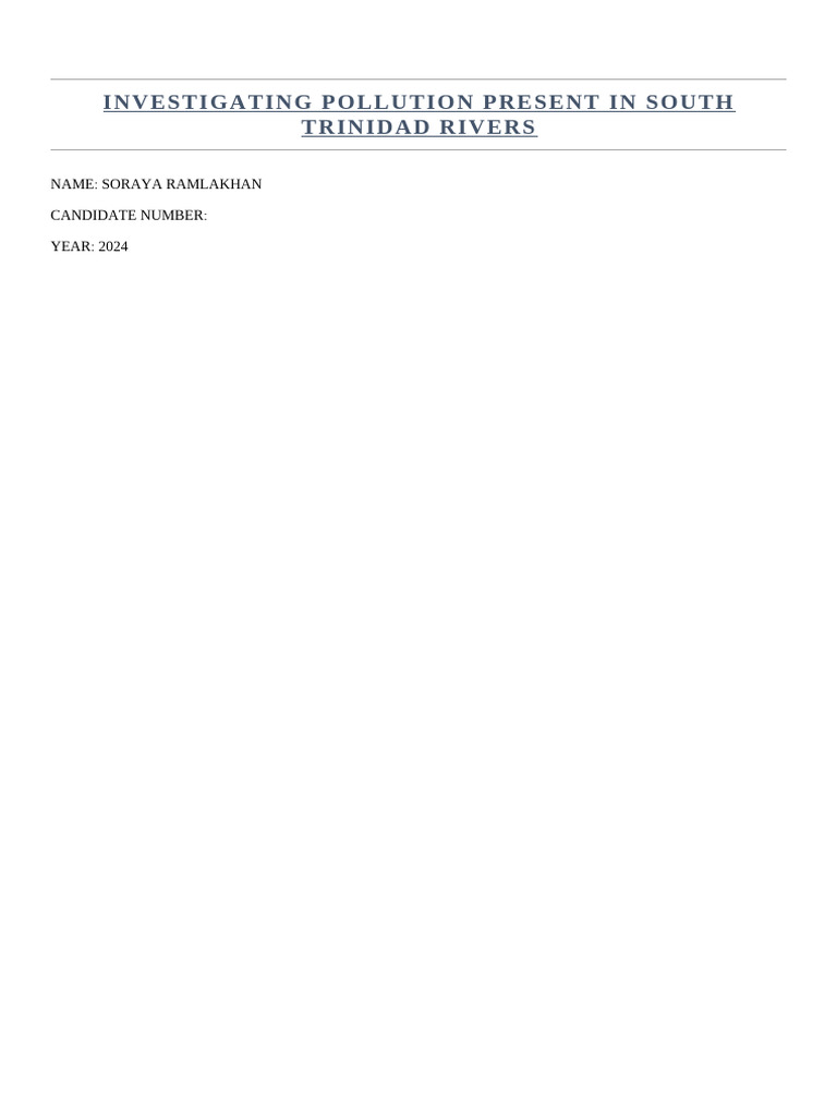 Pollution Assessment in South Trinidad Rivers | PDF | Water Pollution ...