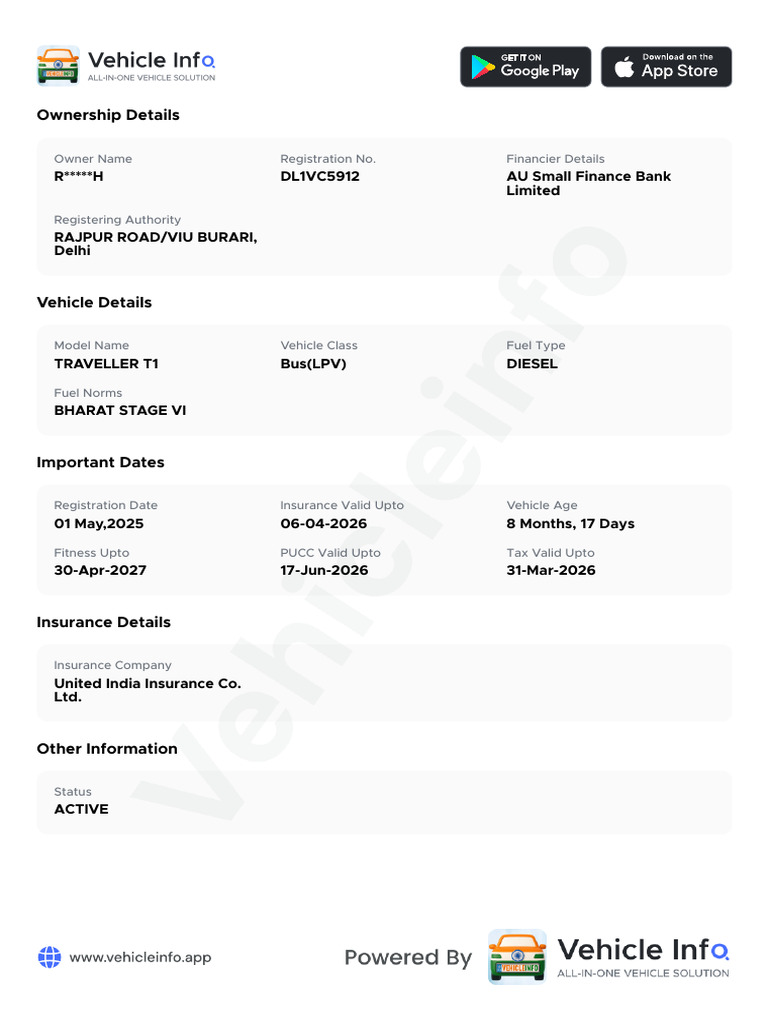 Vehicle Ownership and Details Report | PDF