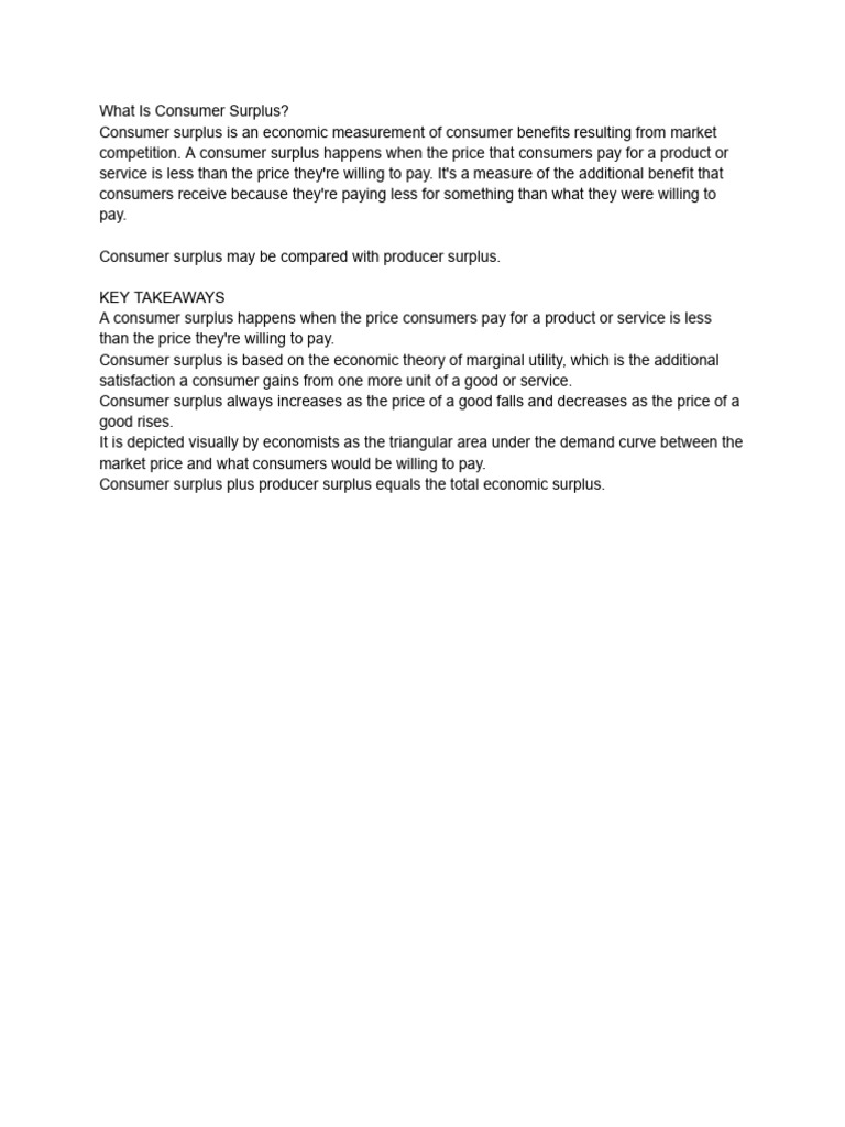 Understanding Consumer Surplus Explained | PDF