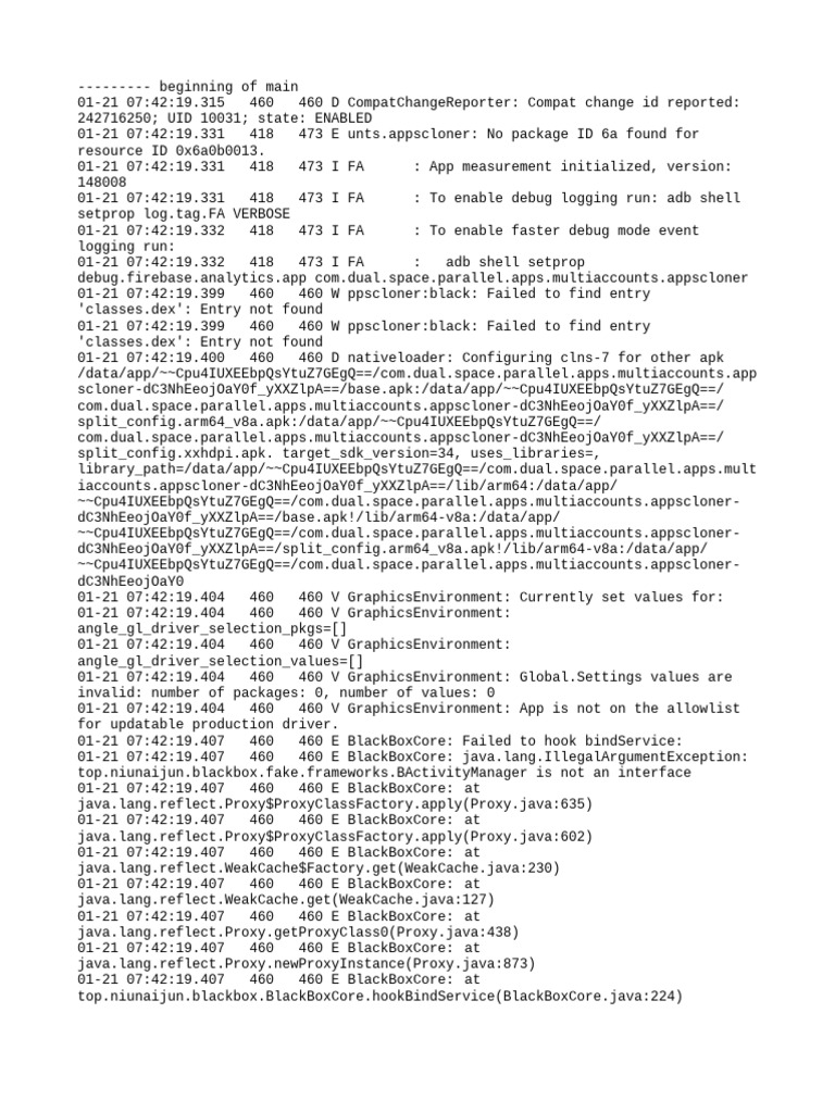Android App Cloning Debug Log Analysis | PDF | Android (Operating ...