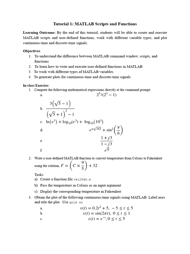 MATLAB Scripts and Functions Tutorial | PDF | Matlab | Discrete Time ...