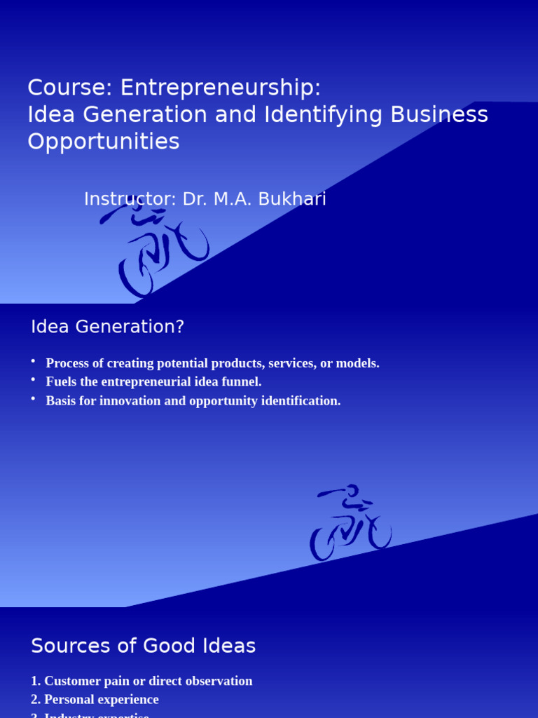 Idea Generation and Identifying Business Opportunities | PDF ...