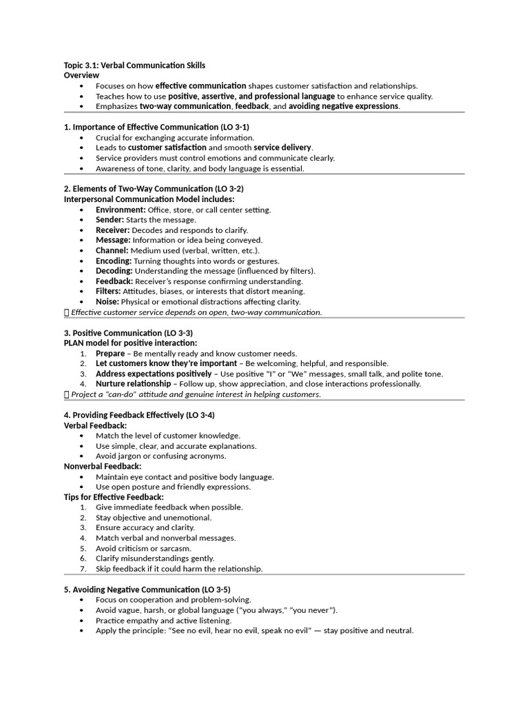 Verbal Communication Skills for Service Excellence | PDF ...