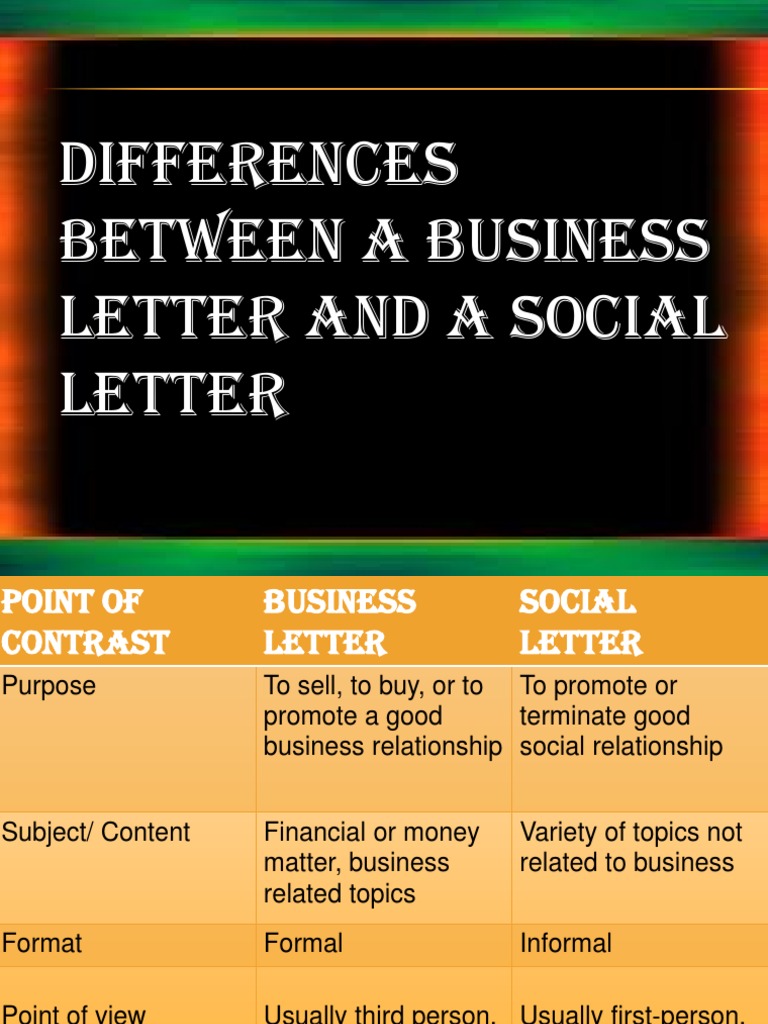 Differences Between A Business Leter and A Social Letter PDF