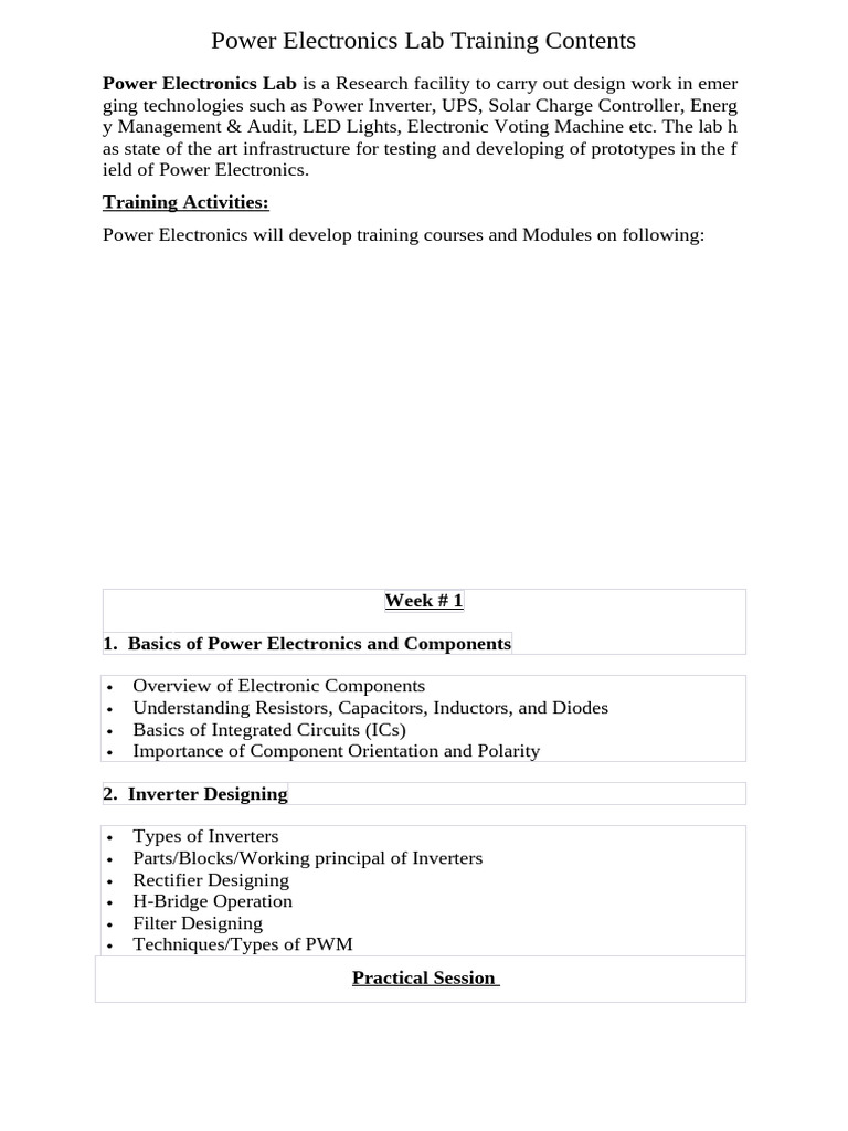Power Lab Training Table of Contents | PDF | Power Electronics | Power ...
