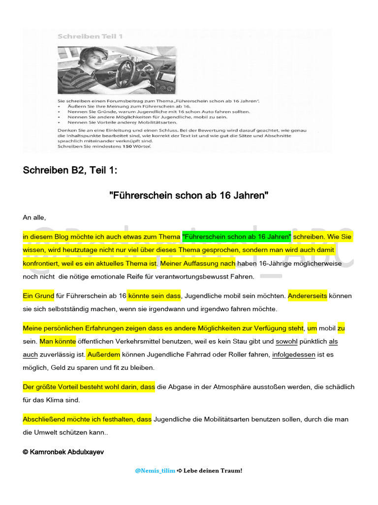 Führerschein Schon Ab 16 Jahren | PDF