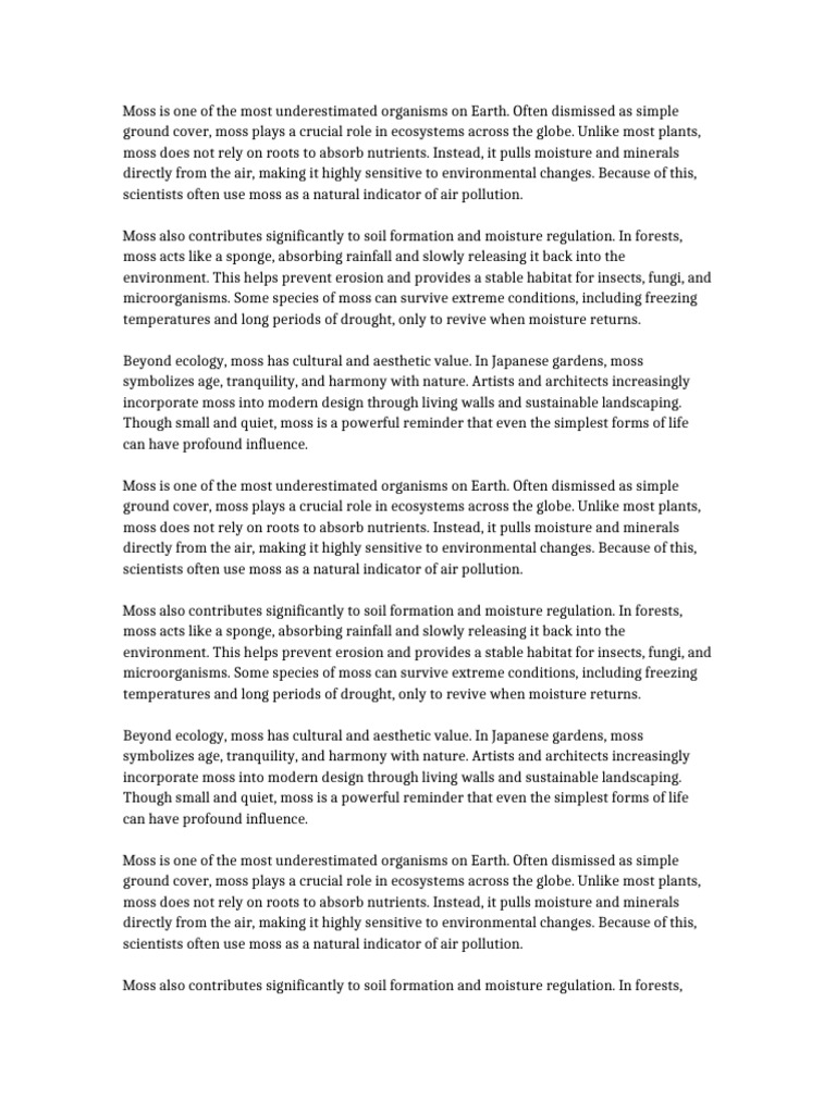 Document 2 the Secret Life of Moss | PDF | Moss | Soil