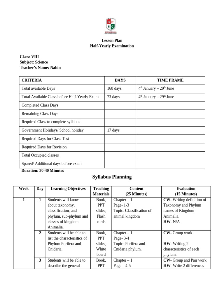 Class- 3, Science Lesson Plan Draft 2026 | PDF | Force | Foods
