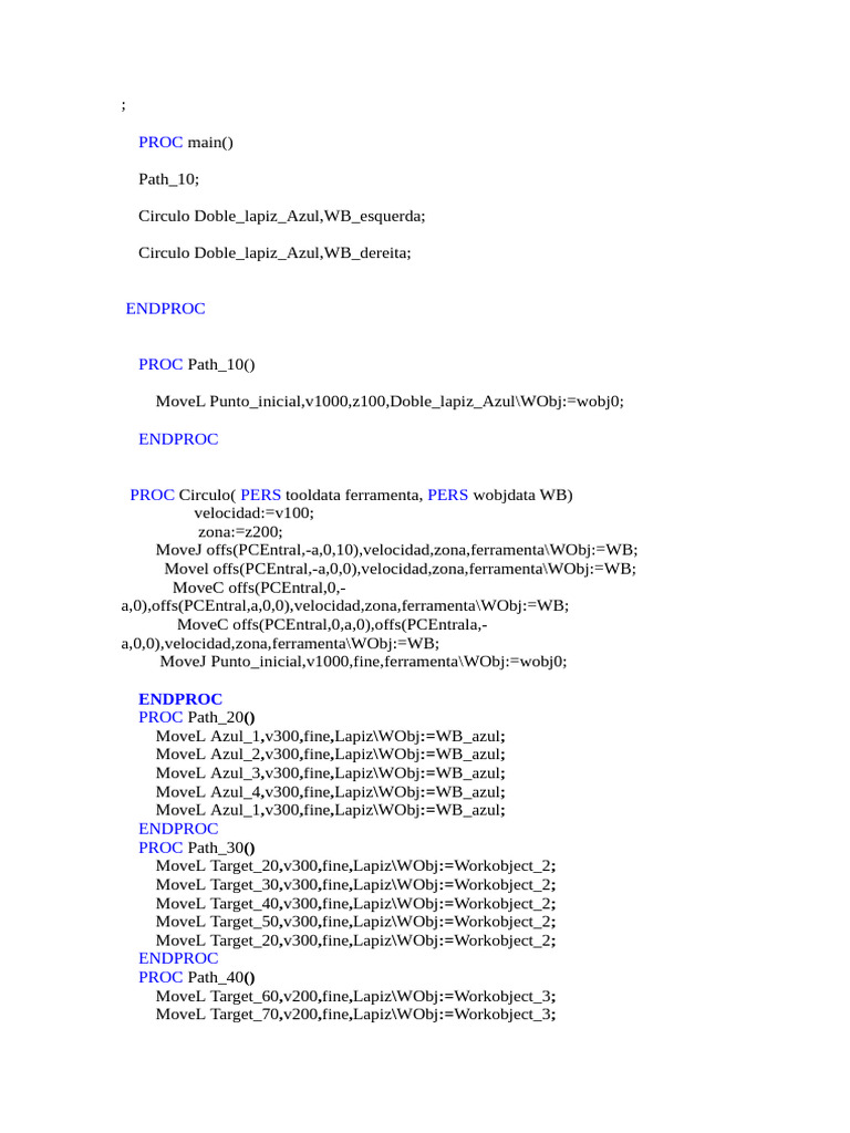 Robot Path Programming Example | PDF