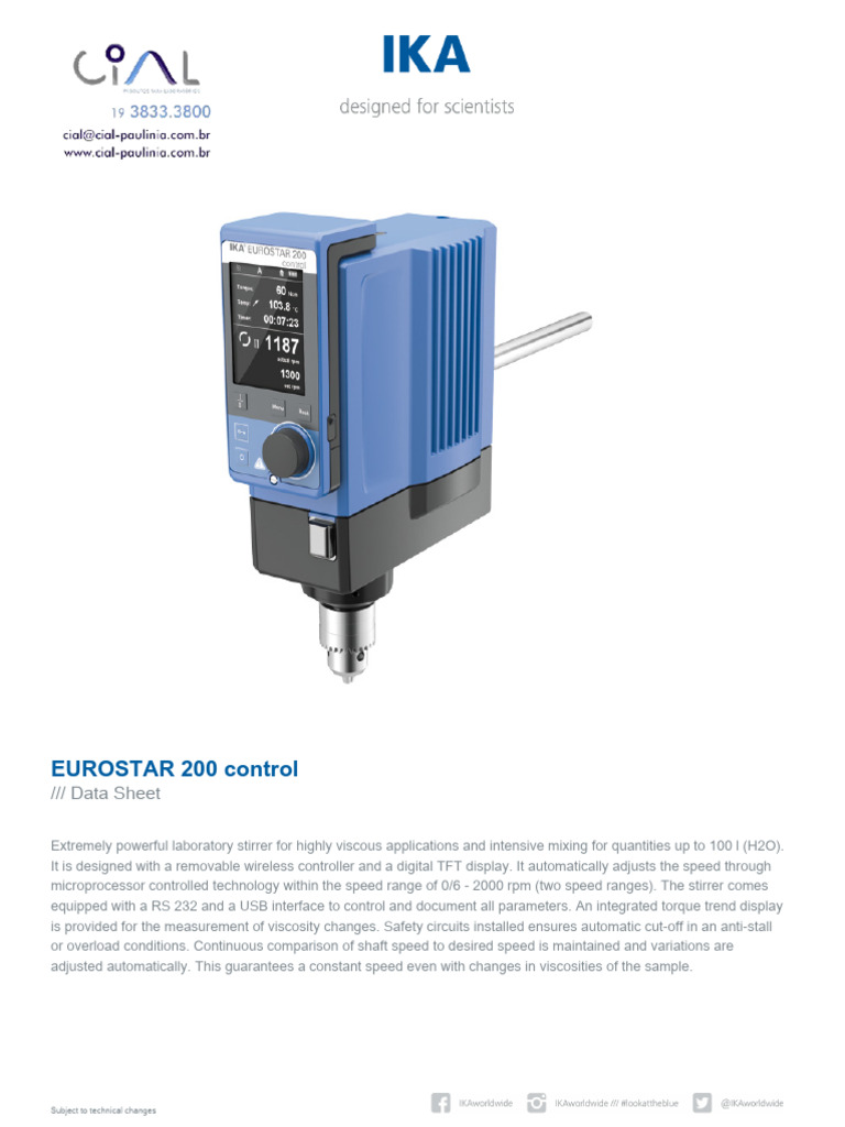 Data_Sheet_EUROSTAR_200_control | PDF | Electric Motor | Viscosity