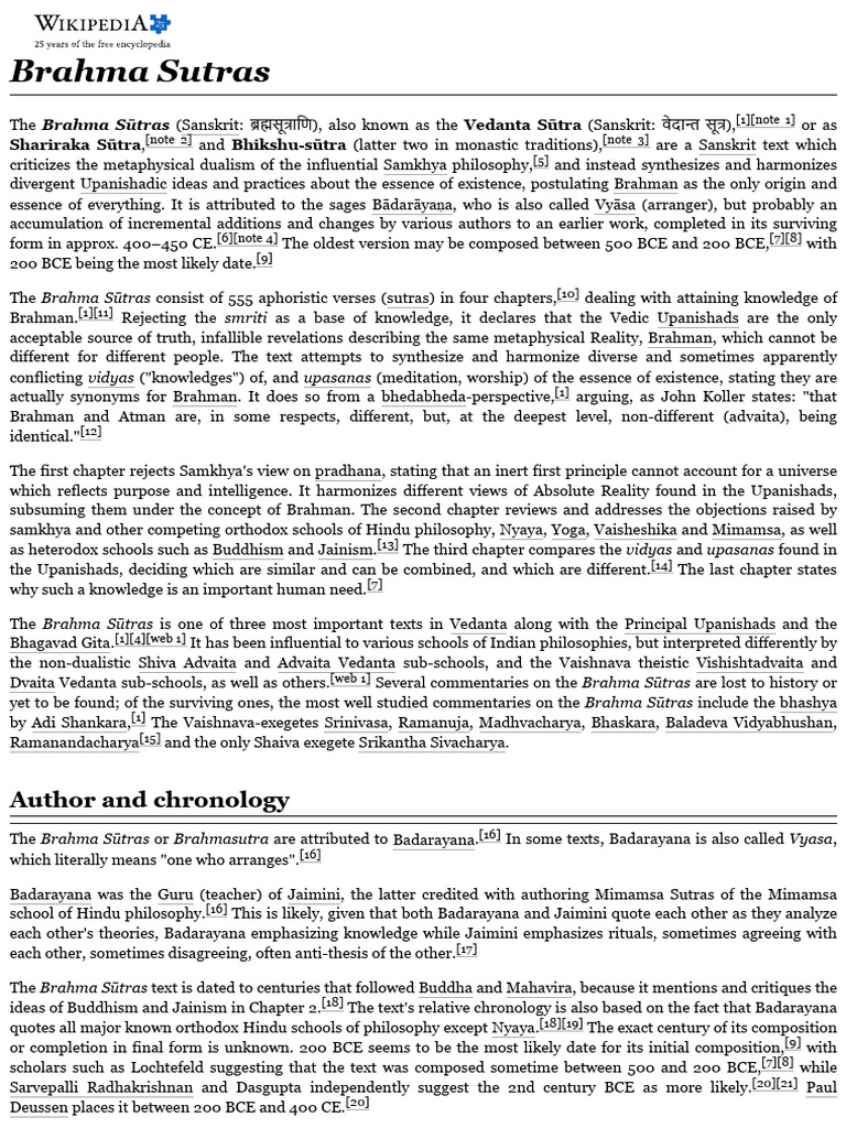 Overview of Brahma Sutras and Vedanta | PDF | Brahman | Vedanta