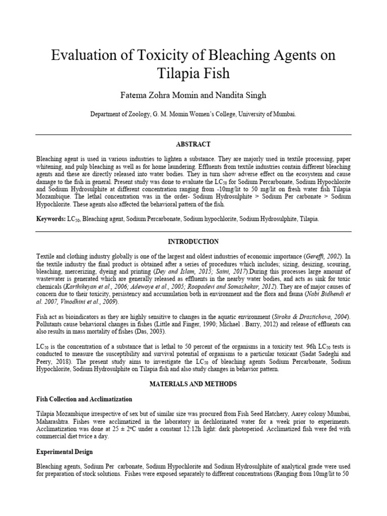 Fatema | PDF | Bleach | Toxicity