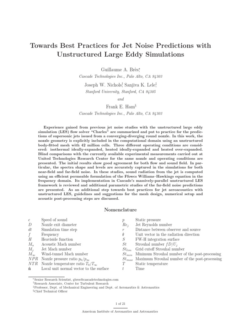 Jet Noise Prediction Best Practices | PDF | Turbulence | Jet Engine