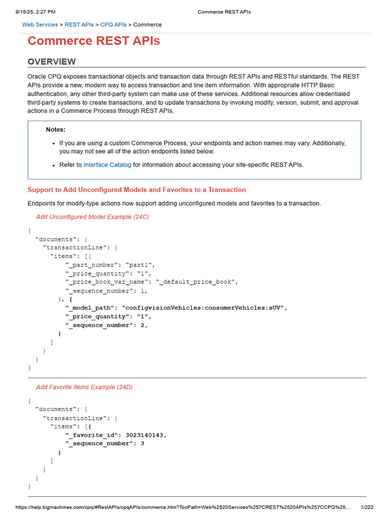 Oracle CPQ Commerce REST APIs Guide | PDF | United States Dollar ...
