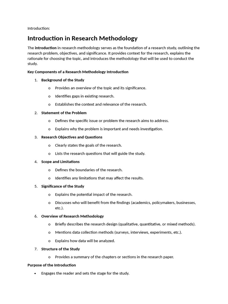 Research Methodology Introduction Guide | PDF | Methodology ...