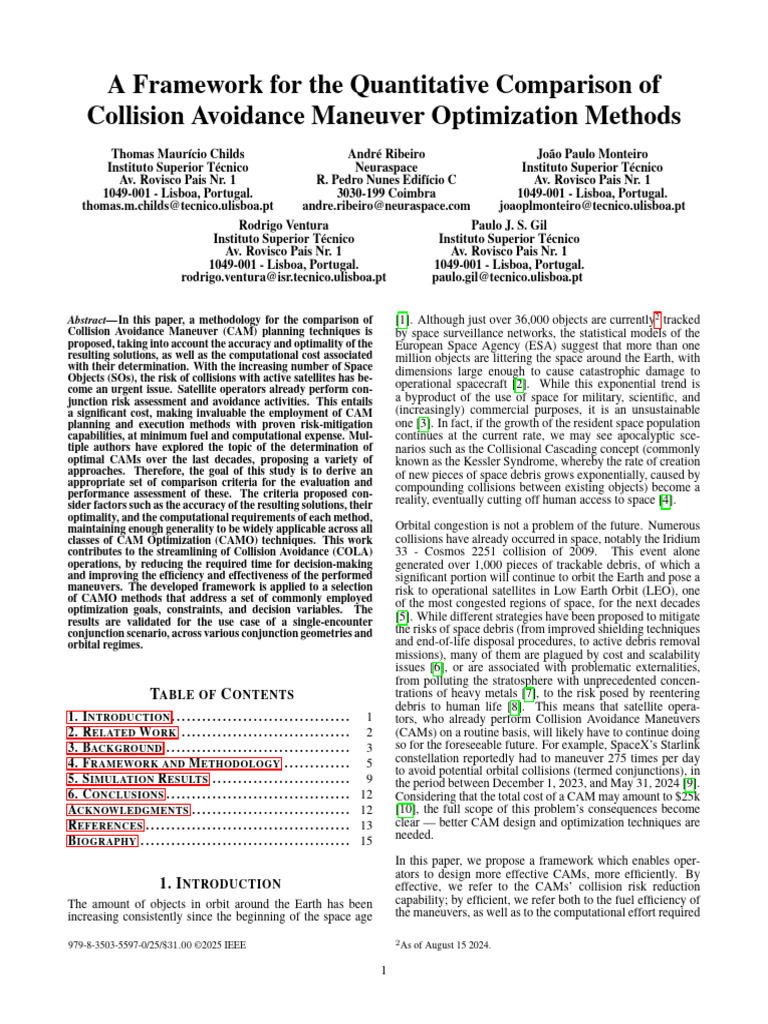 Collision Avoidance Maneuver Optimization Framework | PDF | Orbital ...