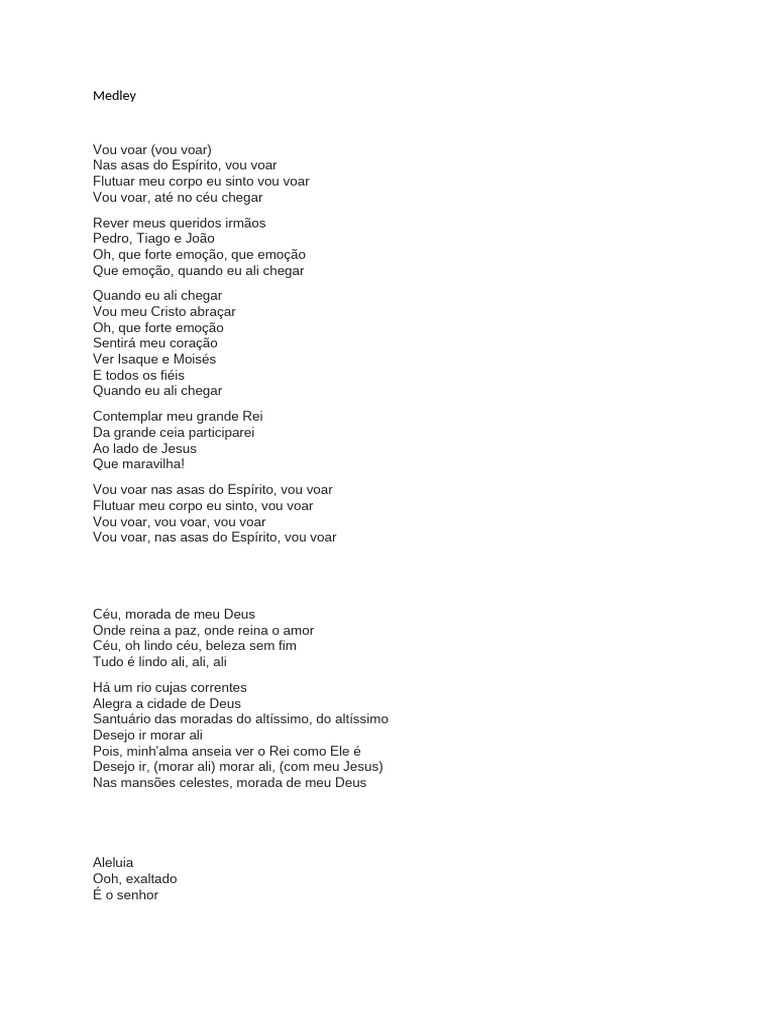 Letra de Música: Vou Voar nas Asas do Espírito | PDF