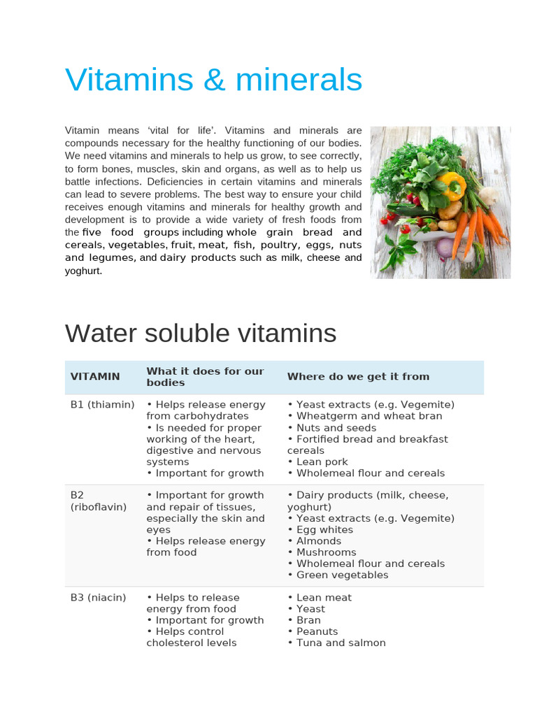 Vitamins&Minerals | PDF | Foods | Vitamin