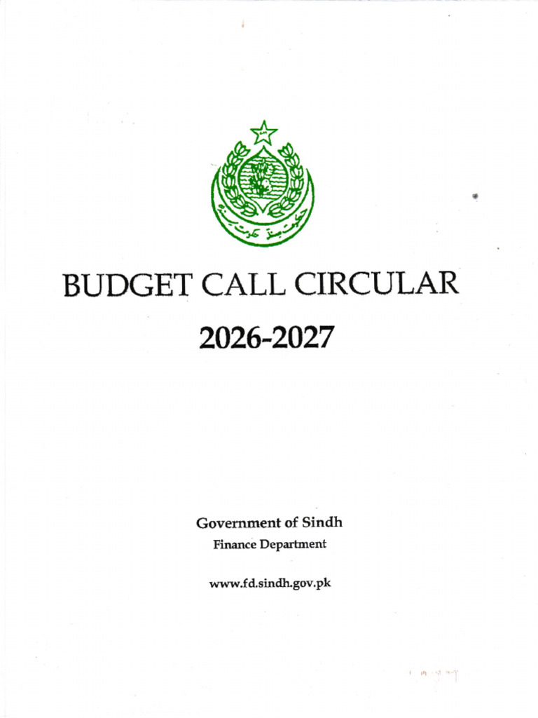 Sindh Budget Call Circular 2026-27 | PDF | Budget