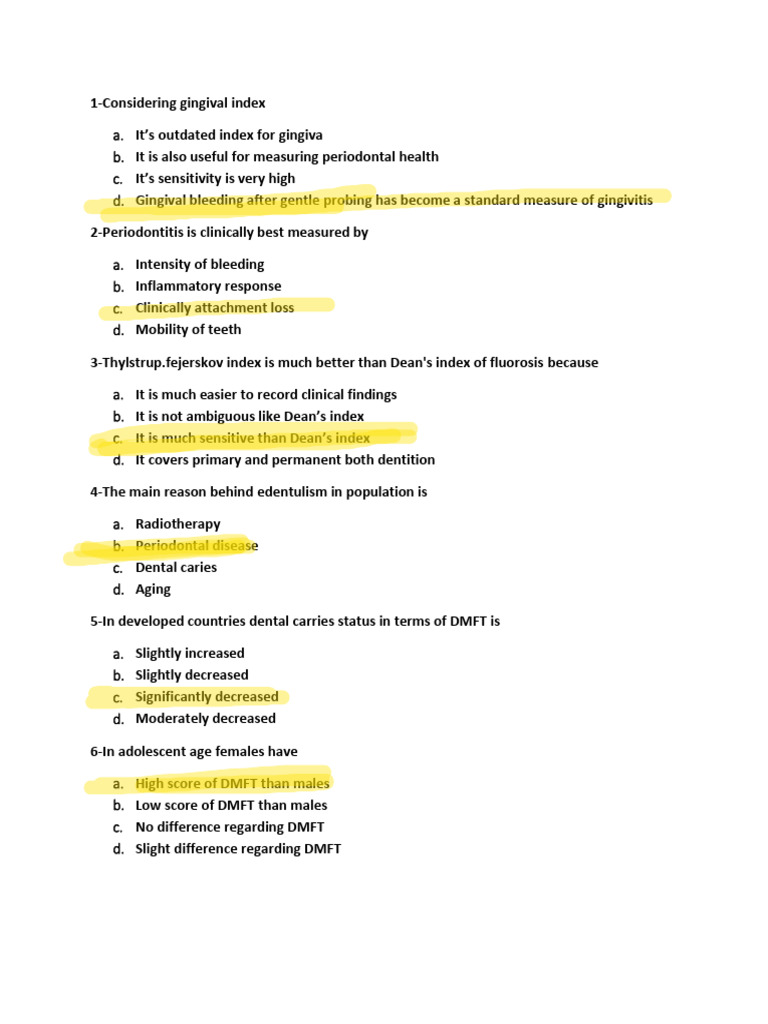 second year BDS paper | PDF | Periodontology | Public Health