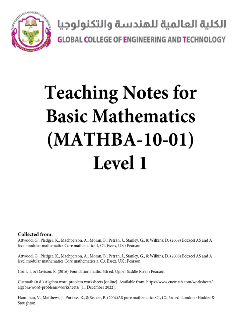 Basic Mathematics Teaching Notes | PDF | Litre | Circle