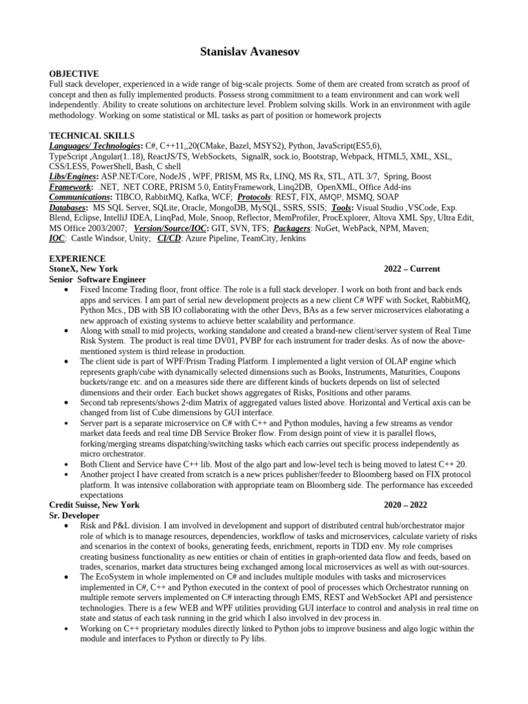 Full Stack Developer Resume Summary | PDF | Angular Js | Web Application