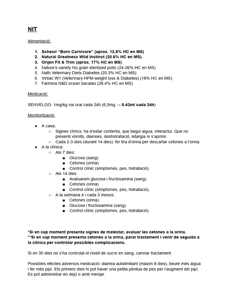 NIT - DM Senvelgo + Dieta Diabètica | PDF