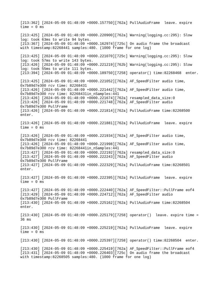 Audio Frame Processing Logs | PDF