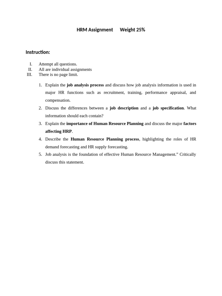 HRM Individual Assignment One | PDF