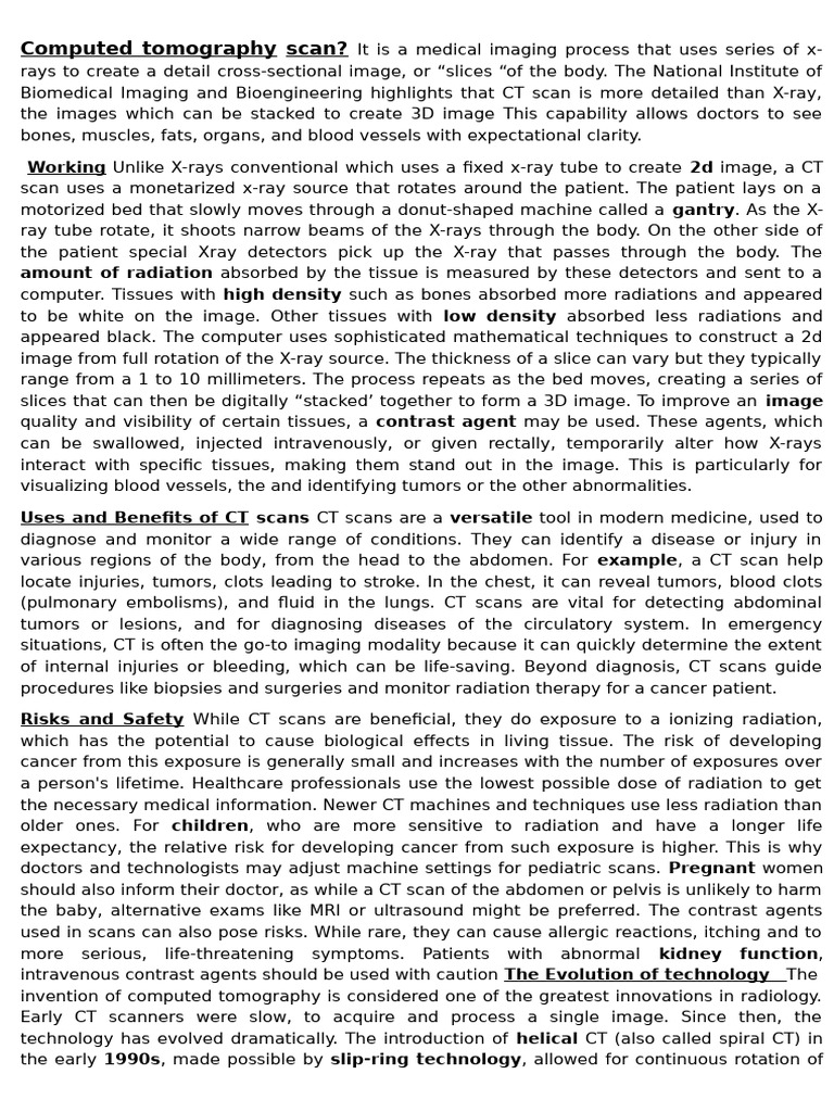 Understanding CT Scans: Uses & Risks | PDF | Ct Scan | Radiation Therapy