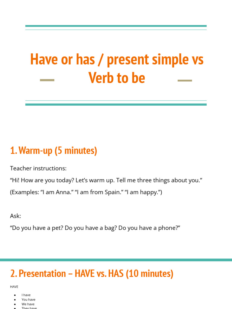Have or Has _ Present Simple vs Verb to Be | PDF | English Language
