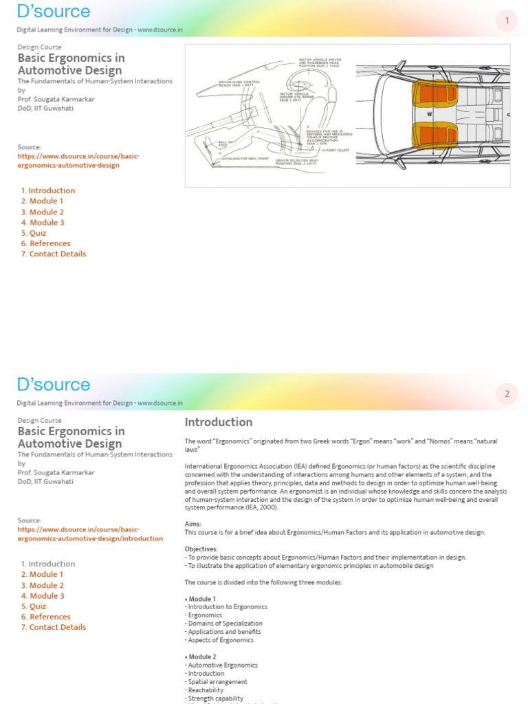 Basic Ergonomics in Automotive Design | PDF | Anthropometry | Joint