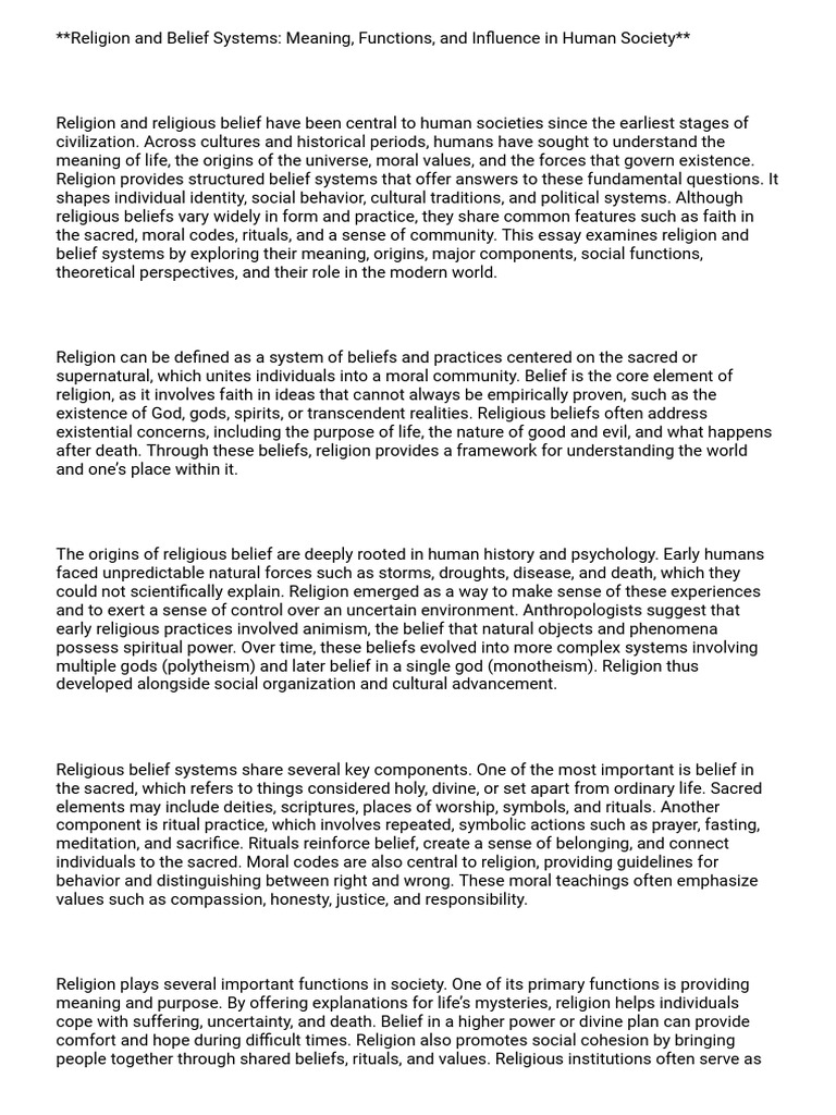 Religion's Role in Society and Culture | PDF | Deities | Rituals