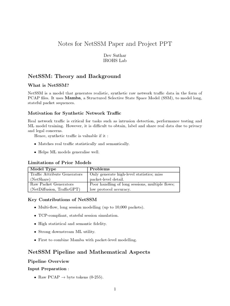 NetSSM: Synthetic Network Traffic Model | PDF | Transmission Control ...