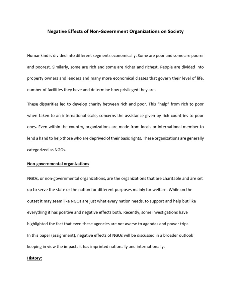 Negative Impacts of NGOs on Society | PDF | Non Governmental ...